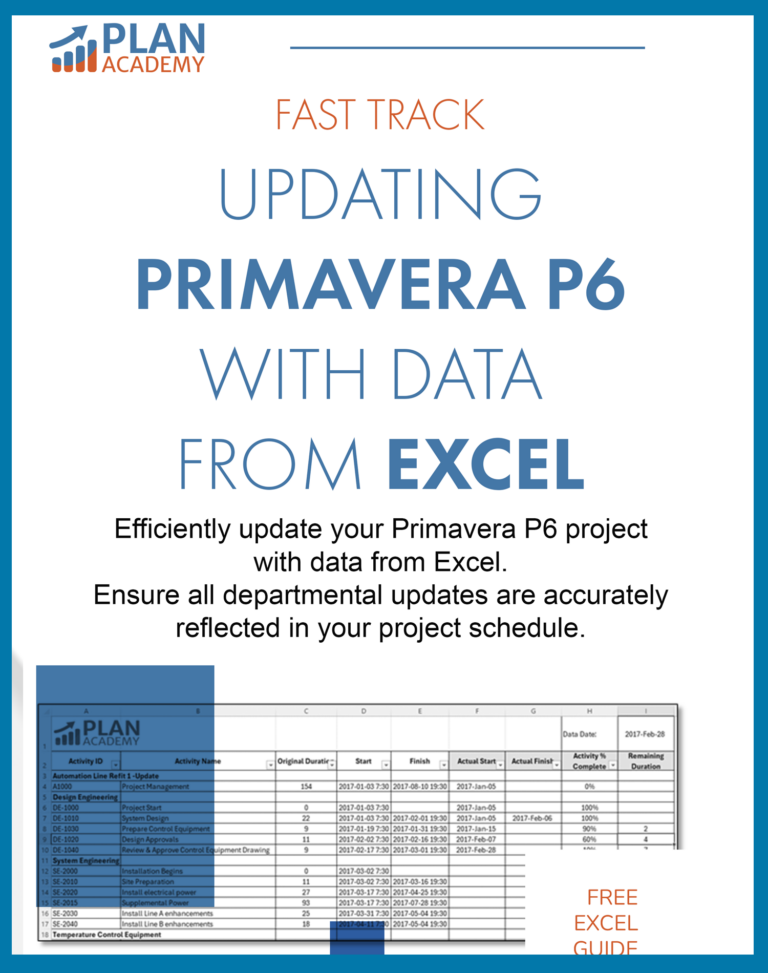 Update Primavera P6 with Excel Data